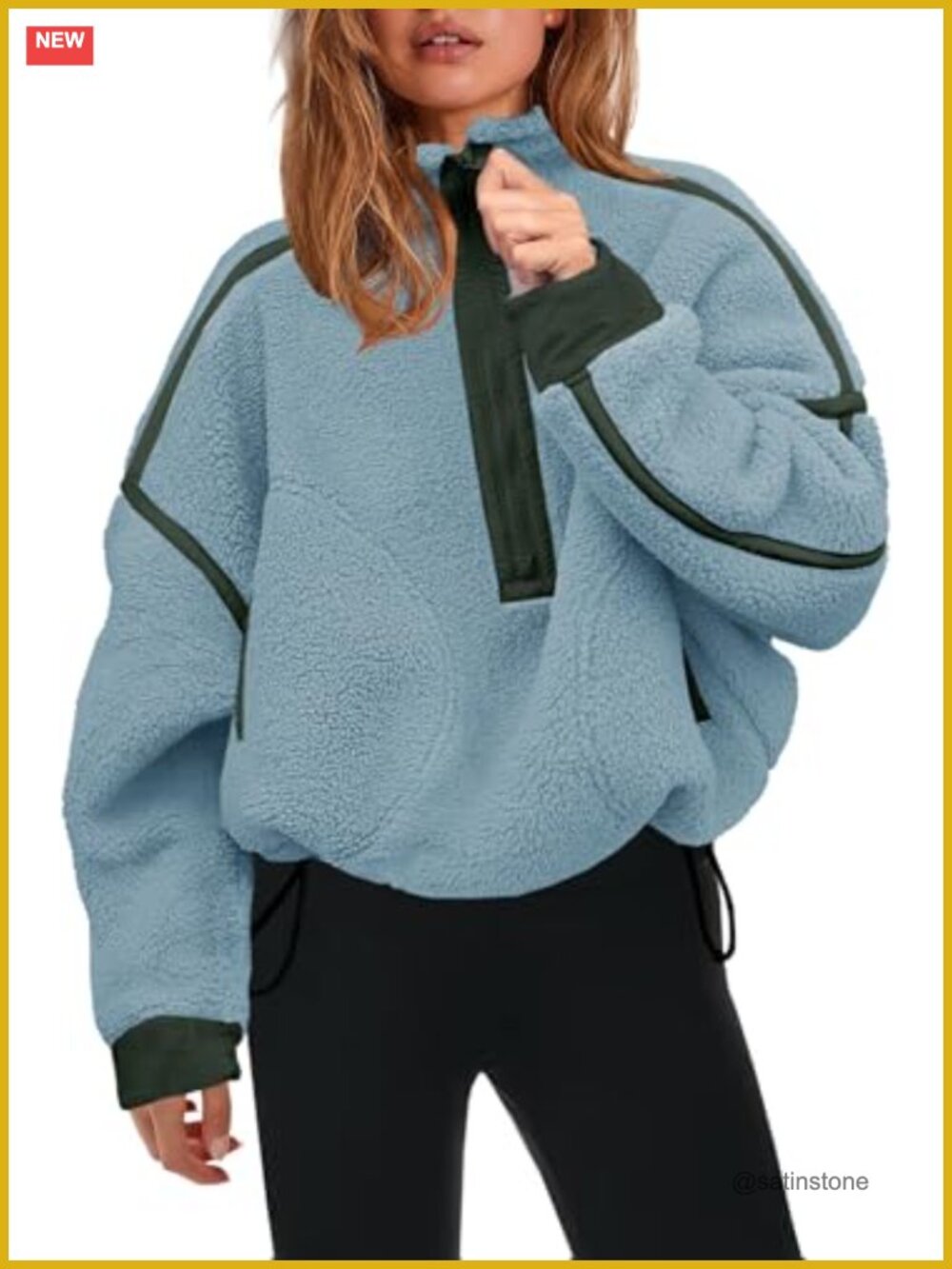 Womens Half Zip Fleece Pullover Sherpa Jacket Teddy Zip Pockets